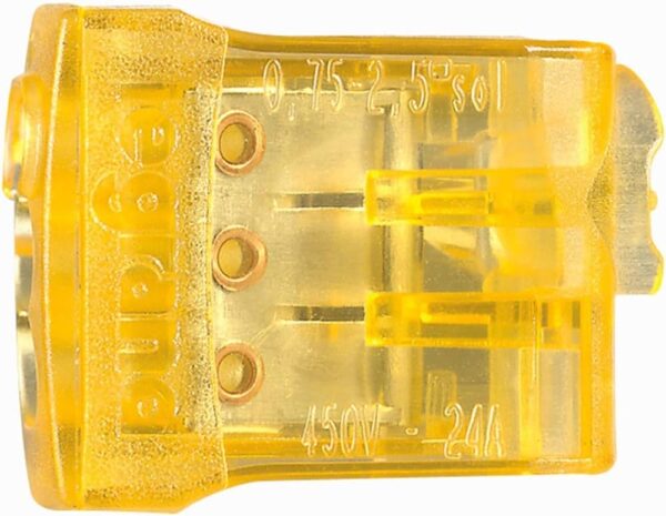 Borne connexion sans vis Nylbloc auto orange pour 3 fils avec intensité maximum 24A et tension d'isolement 450V~ – Image 2
