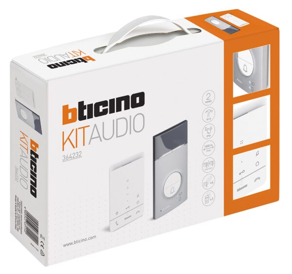 Kit portier audio Classe 100 blanc mains-libres et platine de rue Linea 3000 grise